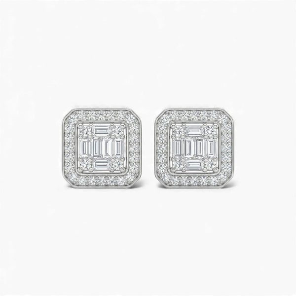Item | Buy Cushion and Baguette Cut Lab Grown Diamond Earrings in 18KT Gold | SPOP Enterprise Global